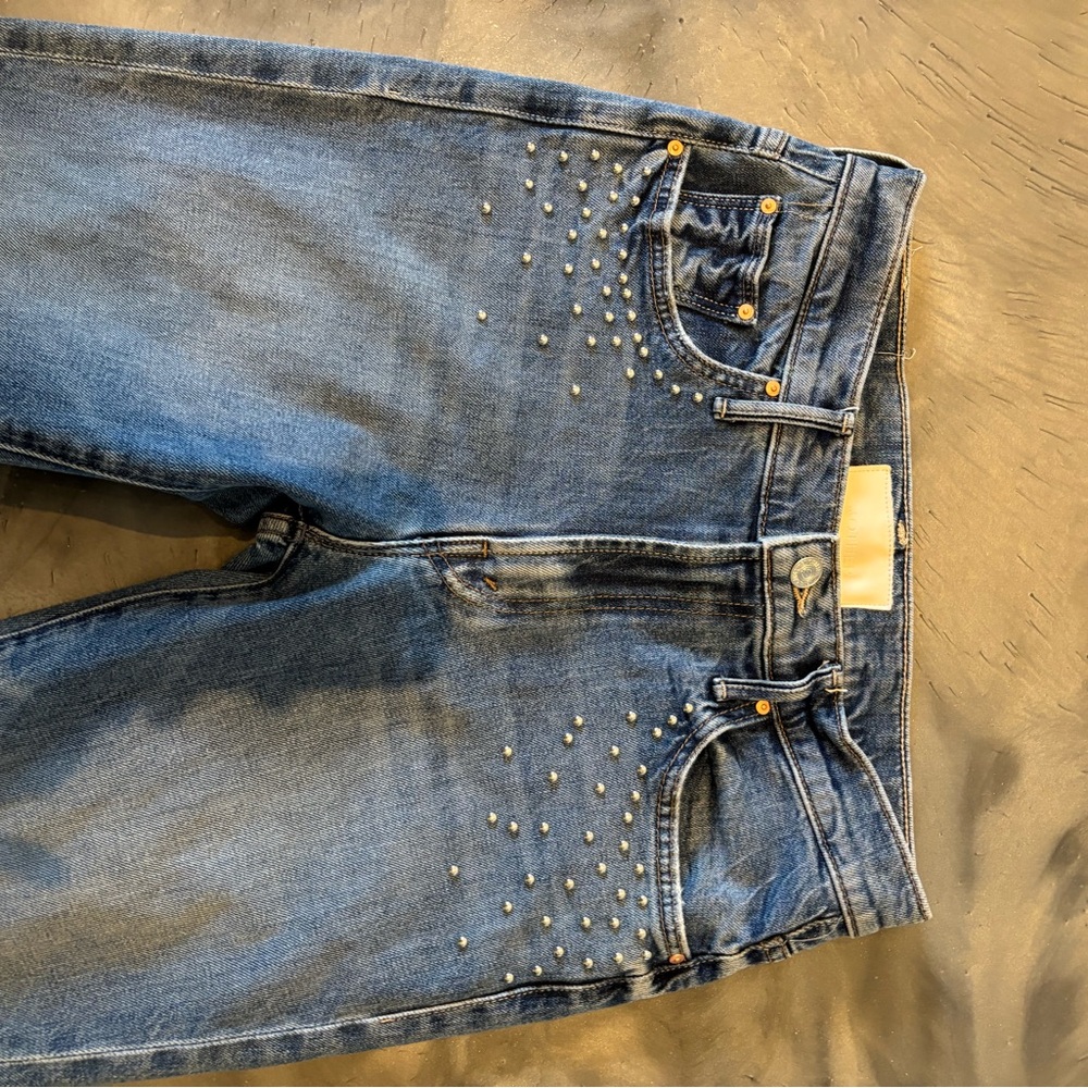 Mother Superior Metal Magic Insider Flood jeans 28 ankle studded blue cropped - Picture 11 of 15